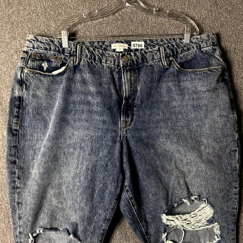 Good American Women's Plus Size 20 Distressed Good Classic High Rise Jeans - Picture 3 of 11